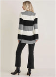 Eyelash Striped Sweater Black White