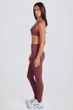 Foldover Mid Rise Stirrup Leggings in Acai