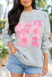 Organic Floral Print Light Grey Graphic Sweatshirt