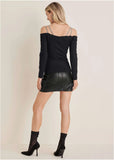 Rhinestone Strappy Top Jet Black