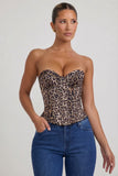 Lace Up Corset Top in Leopard Print