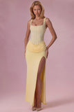 Mesh Draped Bridesmaid Dress in Butter