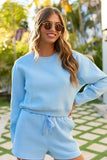 Everyday Ease Light Blue Cropped Sweatshirt