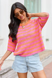 Zani Pink And Orange Striped Sweater