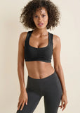 Ruched Cropped Sports Top Black