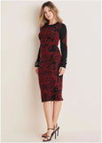 Printed Midi Sweater Dress Black Wine