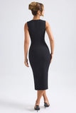 Sweetheart Neck Midaxi Dress in Black