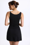 Modal Ruched A Line Micro Mini Dress in Black