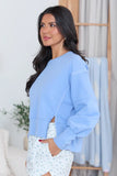 Payton Blue Cropped Crewneck Top SALE