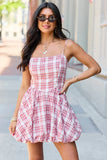 Blaire Pink Plaid Bubble Hem Mini Dress