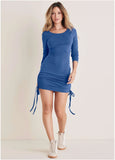 Drawstring Ruched Mini Dress Sodalite Blue