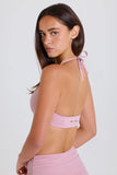 Scoop Neck Halterneck Sports Bra in Mauve