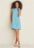 Ruffle Trim Mini Dress Blue