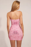Heart Shaped Pearl Embellished Mini Dress in Posy