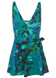Wrap Swim Dress Desert Floral Blue