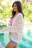 Shay White And Pink Stripe Cardigan