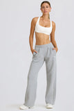 Mid Rise Straight Leg Joggers in Grey Marl