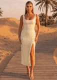 Flutter Away Sequin Maxi Dress Yellow