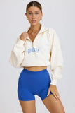 Quarter Zip Cropped Sweatshirt in White