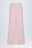 Wide Leg Cotton Poplin Trousers in Pink White Stripe