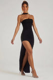 Embellished Bandeau Maxi Dress in Black