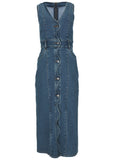 Denim Wave Maxi Dress Medium Wash
