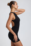 Modal High Neck Open Back Mini Dress in Black