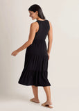 Tiered Halter Maxi Dress Jet Black