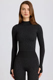 Thermal Long Sleeve Top in Black Leopard