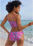 Smocked Bandeau Bikini Top Ditsy Pink Purple