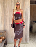 SERAH DIAMANTE MIDI SKIRT CHOCOLATE