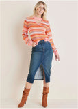 Fair Isle Mock Neck Sweater Peach Dust