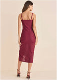 High Slit Midi Dress Beet Red