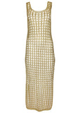 Metallic Crochet Coverup Glittery Gold