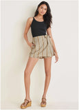 Linen Wrap Skort Tan Combo