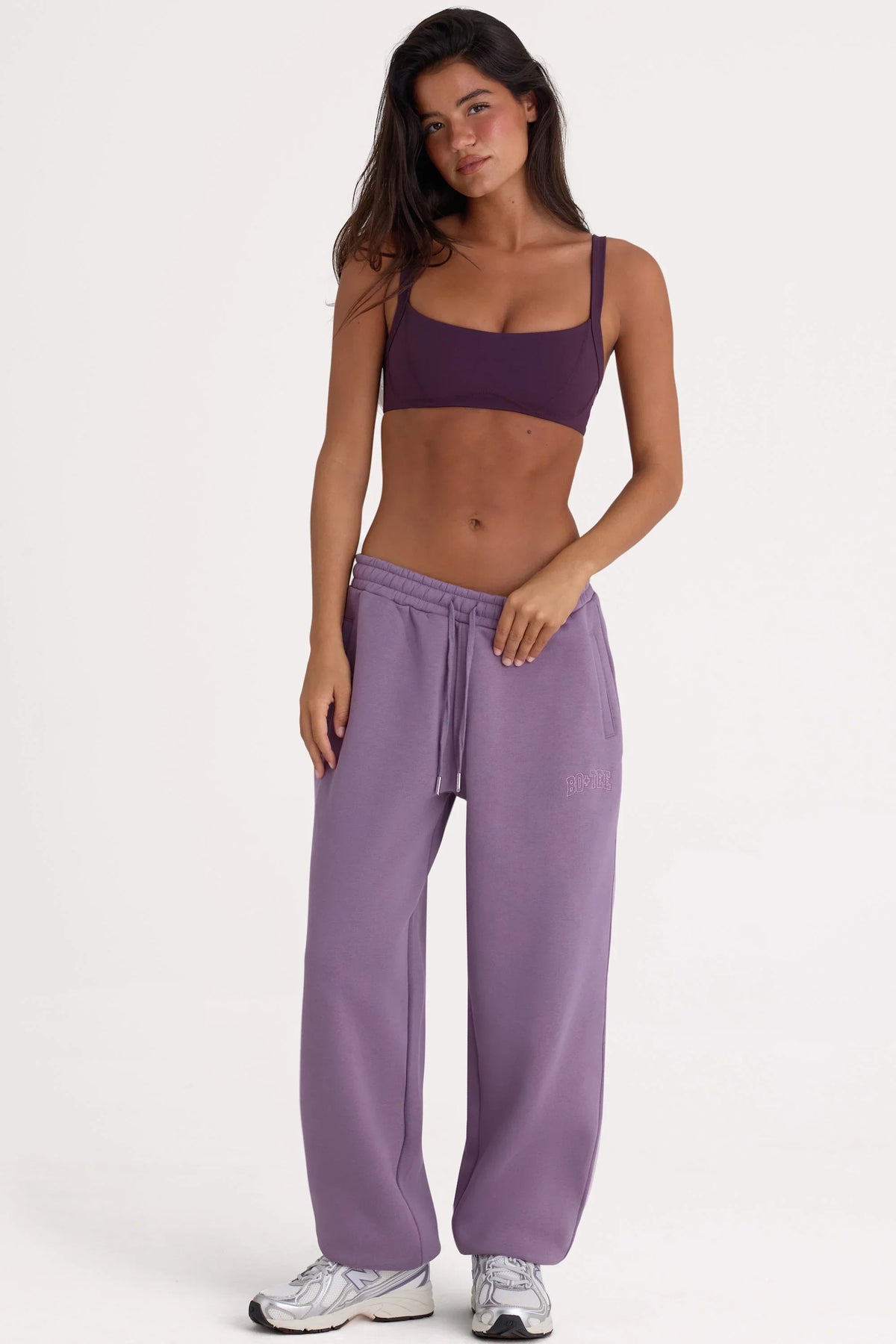 Brushed Jersey Mid Rise Relaxed Joggers in Dusk