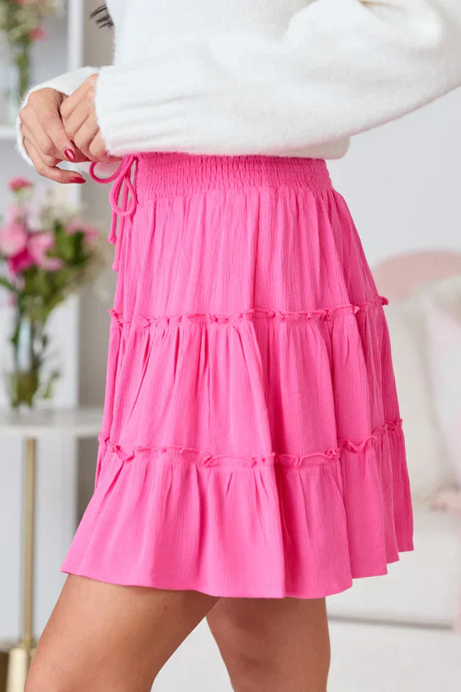 Through The Garden Longer Length Pink Mini Skort