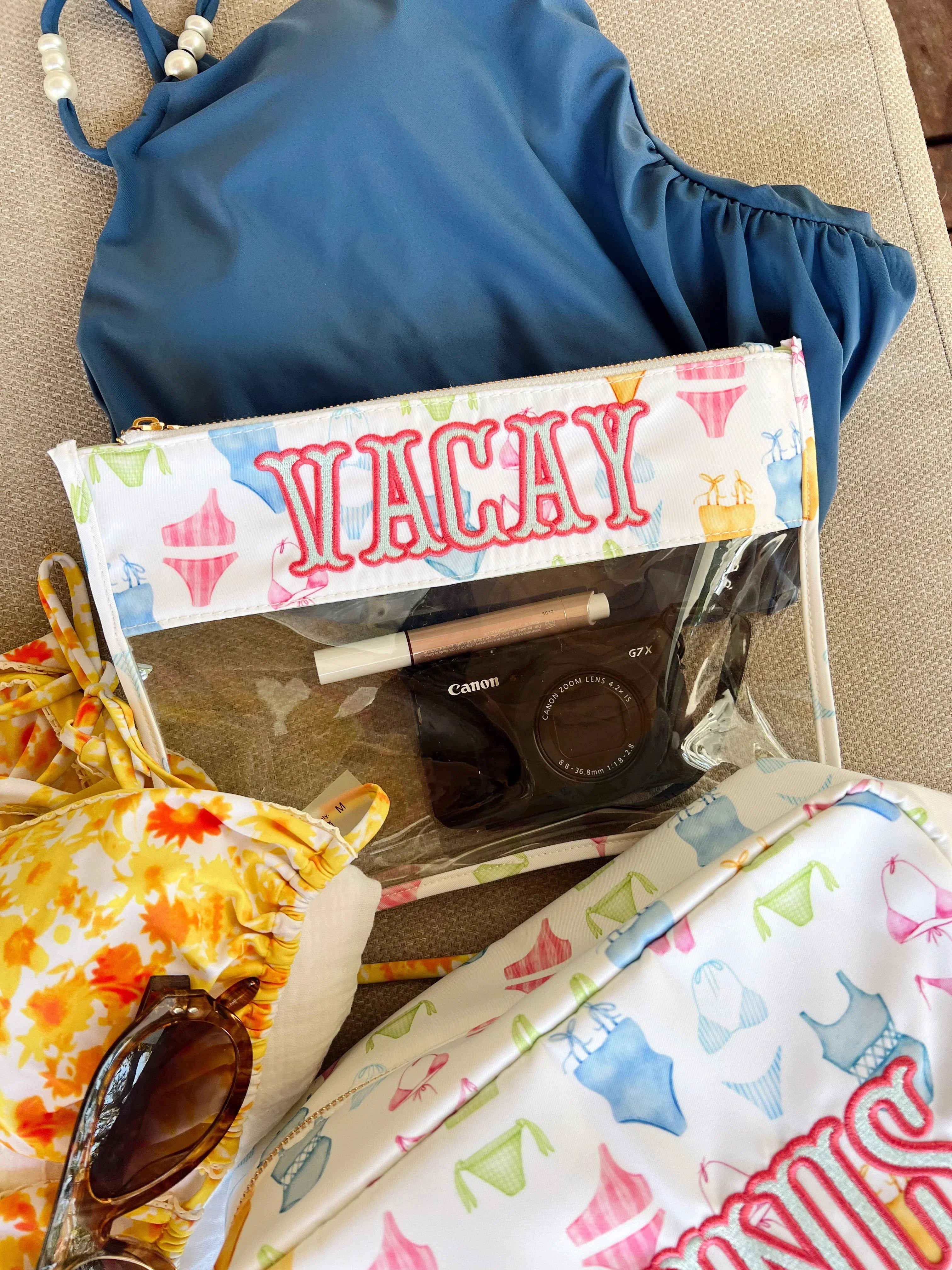 KenzKustomz Bikinis Clear Pouch Vacay