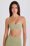 Scoop Neck Halterneck Sports Bra in Matcha