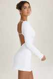 Cut Out Long Sleeve Mini Dress in White