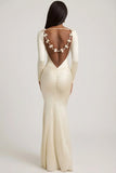 Bow Detail Ruched Maxi Dress in Ivory