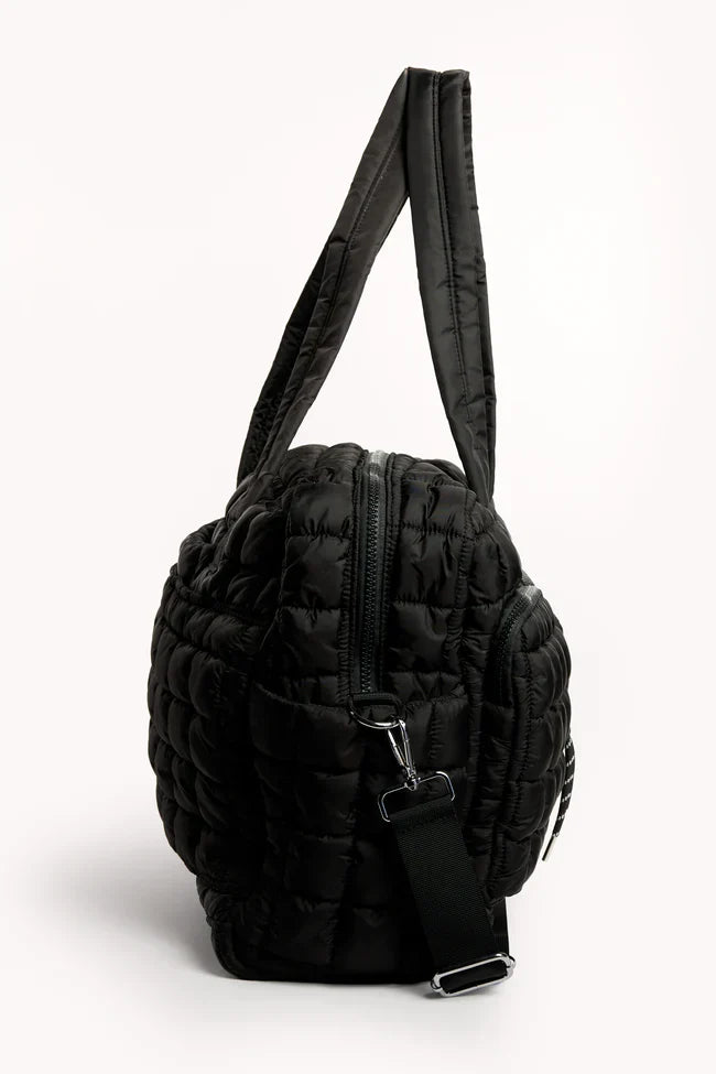 Haylie Black Quilted Weekender Bag