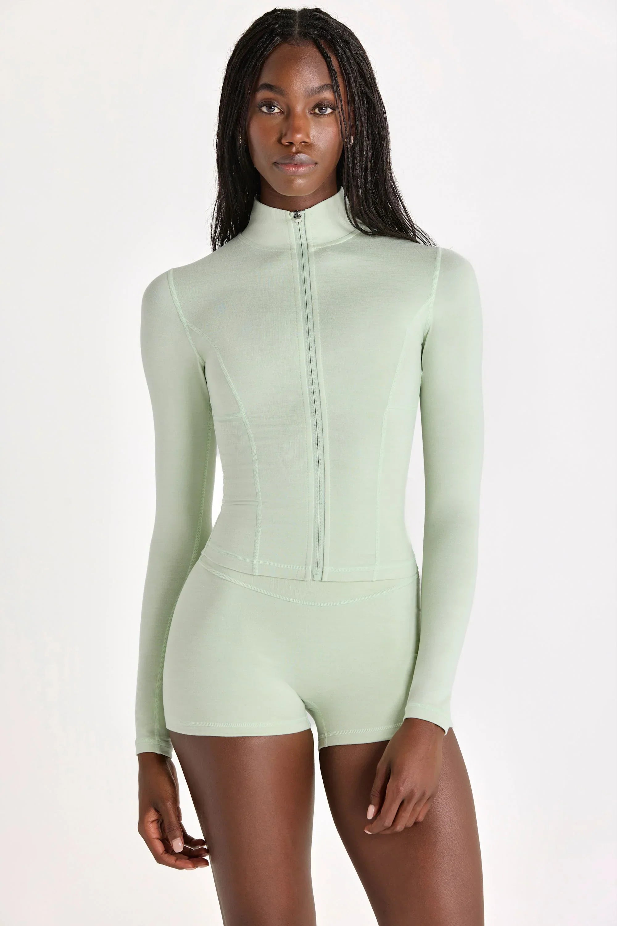 Soft Active Zip Up Jacket in Pistachio