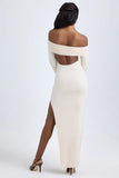 Modal Off Shoulder Open Back Maxi Dress in Ivory