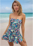 Venice Skirted Swim Dress Fuzzy Paisley