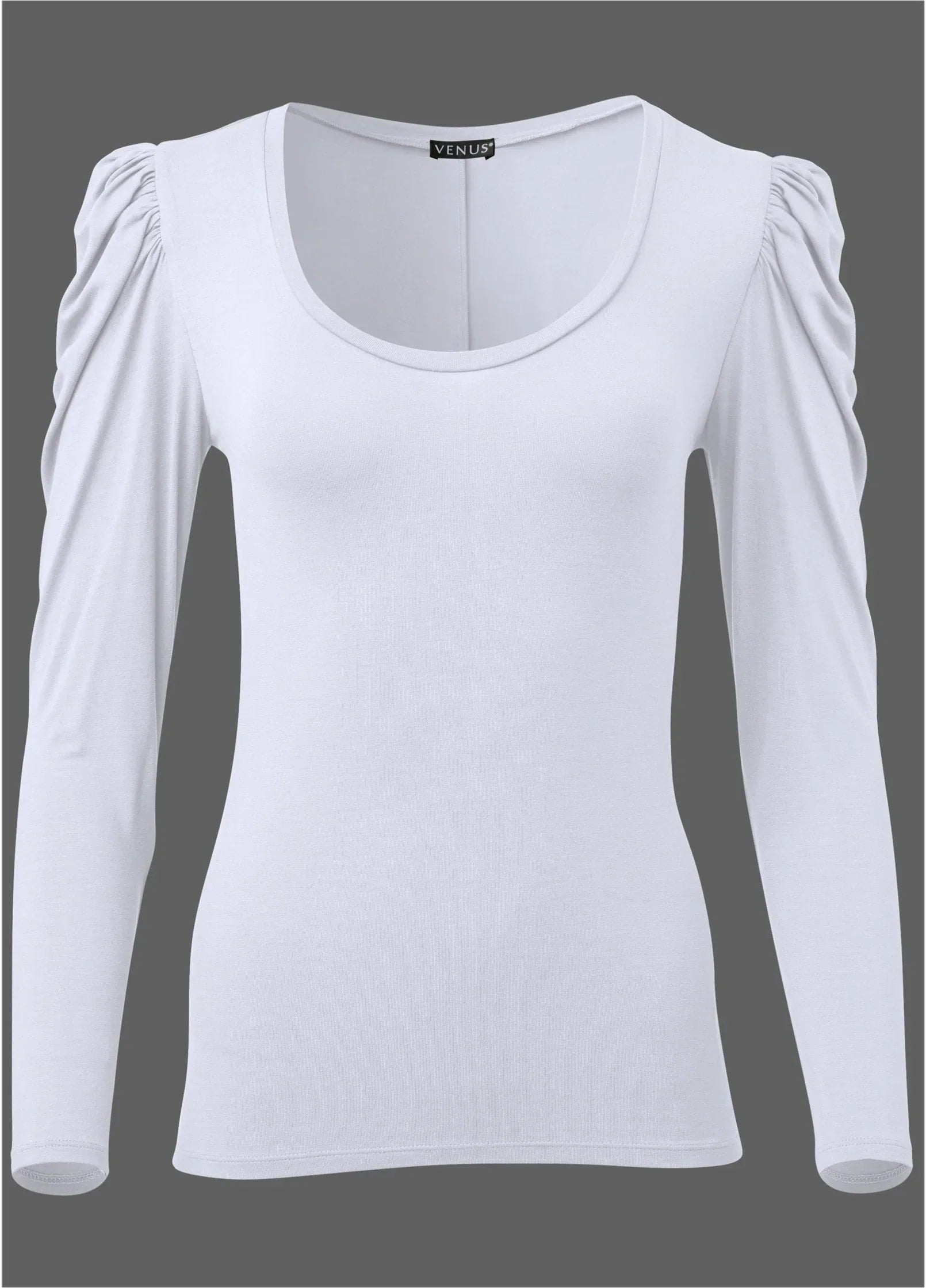 Puff Shoulder Long Sleeve Top White