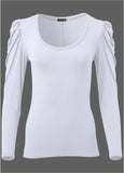 Puff Shoulder Long Sleeve Top White