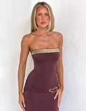 EOS SEQUIN TUBE MAXI DRESS CINNAMON CHOCOLATE