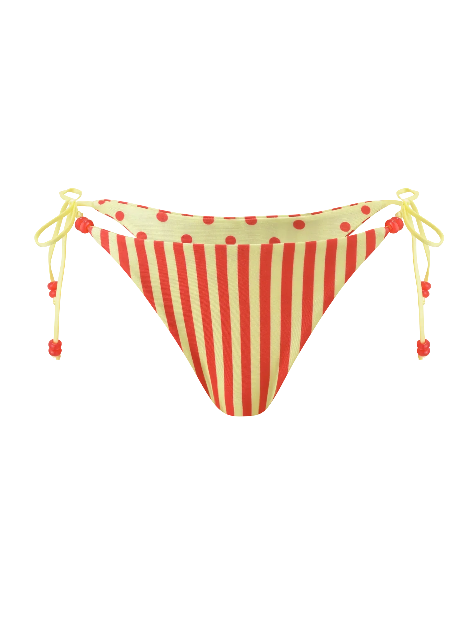 FINLEA REVERSIBLE BIKINI BOTTOM RED YELLOW DOT AND STRIPE