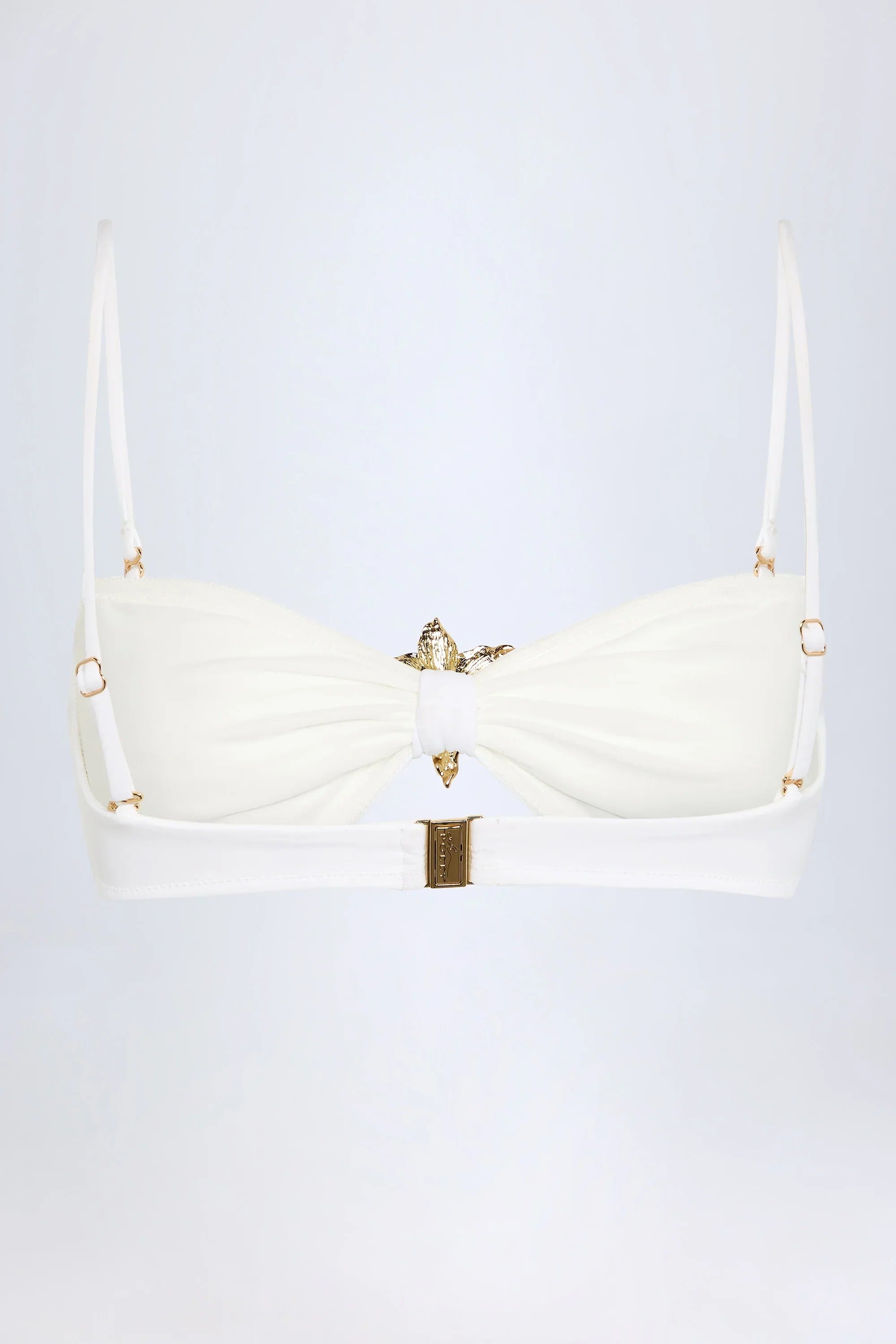 Hardware Detail Halterneck Bikini Top in White